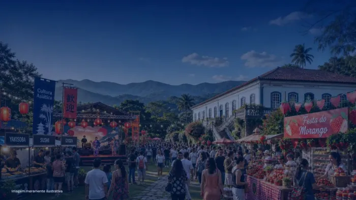 Festival de cultura oriental e doces de morango em espaco cultural, imagem meramente ilustrativa