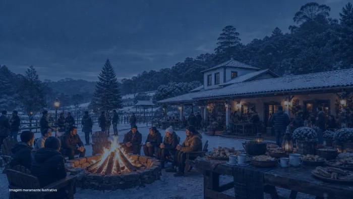 Day use de inverno do Casa Mato, em Taubaté, tem neve artificial e fogueira por R$ 80